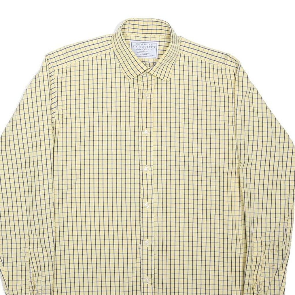 CHARLES TYRWHITT Mens Yellow & Blue Check Shirt M Classic Fit Cotton Blend