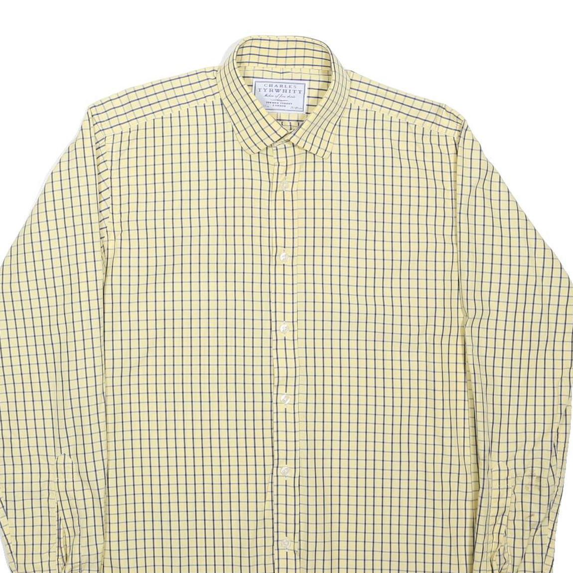 CHARLES TYRWHITT Mens Yellow & Blue Check Shirt M Classic Fit Cotton Blend
