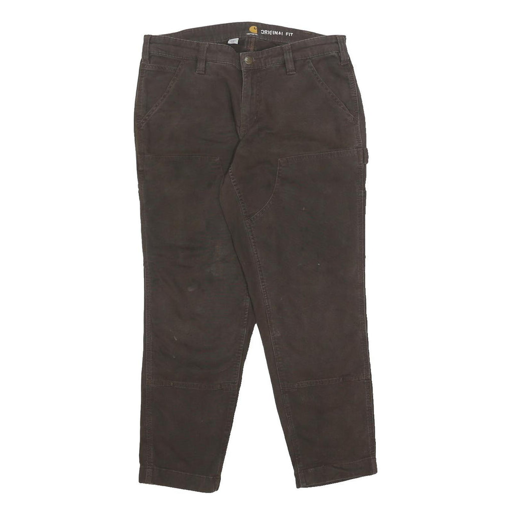 CARHARTT Womens Cotton Blend Brown Regular Fit Straight Leg Trousers W32 L26