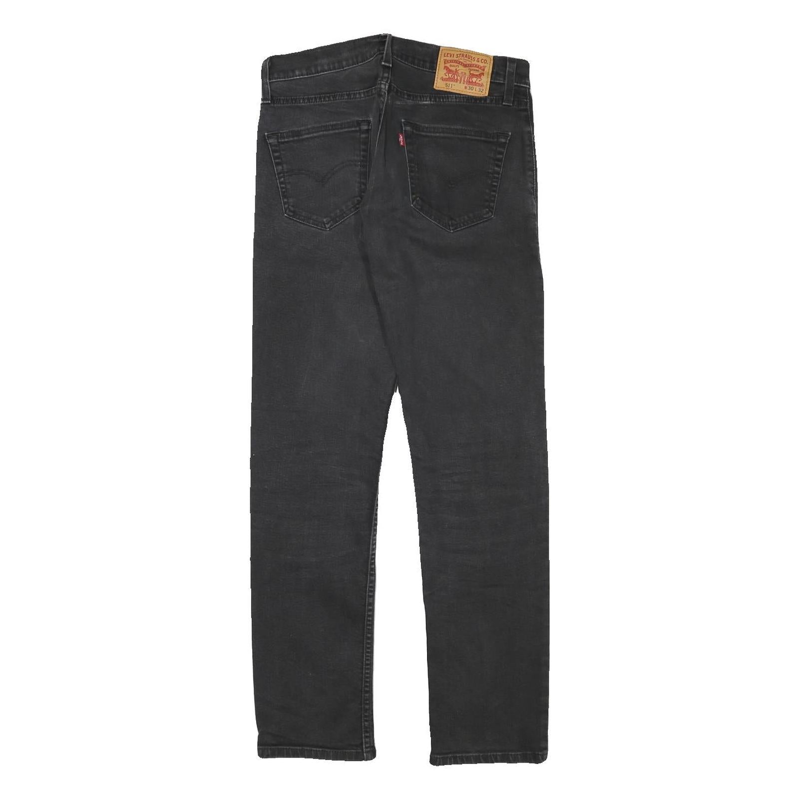 LEVI'S 511 Mens Slim Black Denim Jeans Cotton Blend W30 L32 Classic Fit Zip