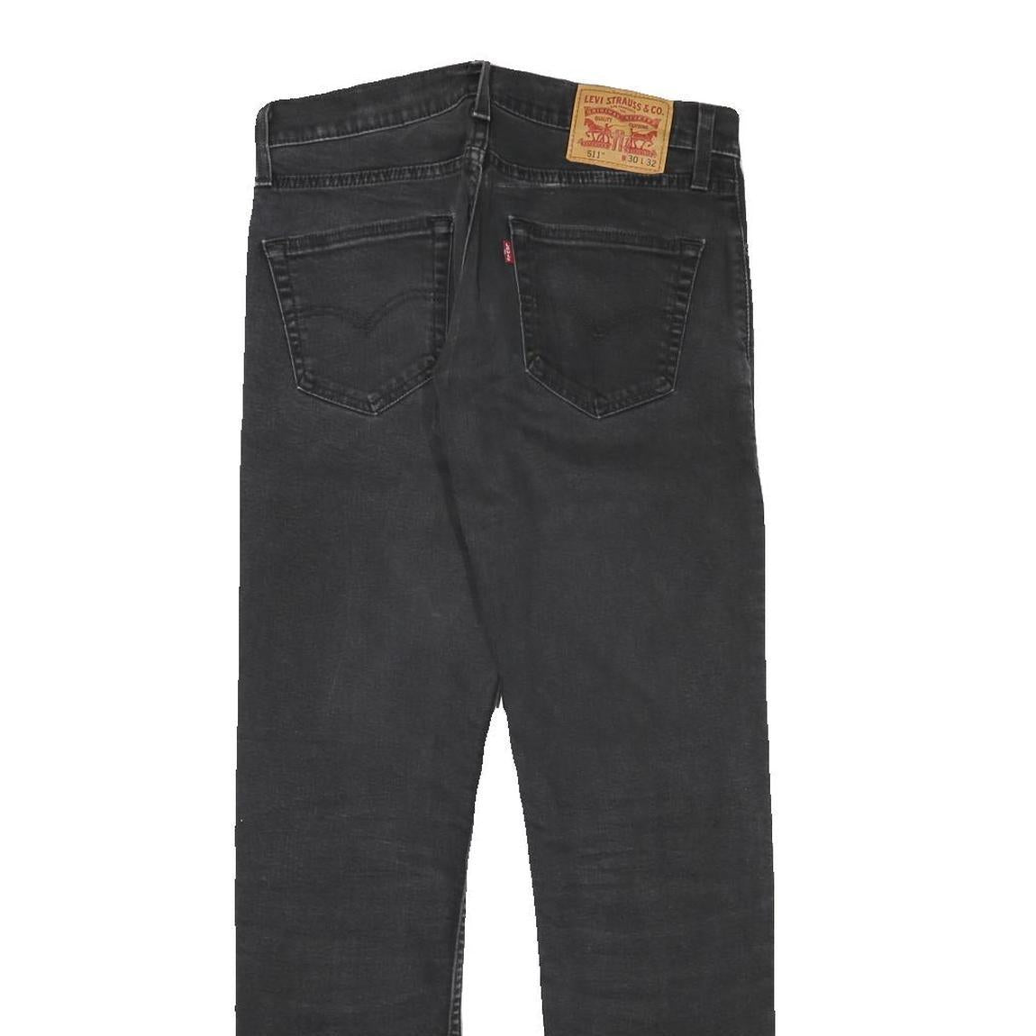 LEVI'S 511 Mens Slim Black Denim Jeans Cotton Blend W30 L32 Classic Fit Zip