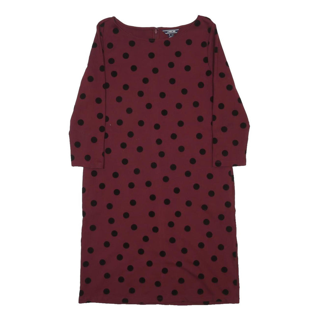 LAND'S END Womens Maroon & Black Polka Dot Day Viscose Blend Dress UK 14 Classic