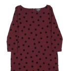 LAND'S END Womens Maroon & Black Polka Dot Day Viscose Blend Dress UK 14 Classic