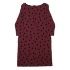 LAND'S END Womens Maroon & Black Polka Dot Day Viscose Blend Dress UK 14 Classic
