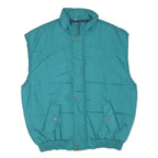 Mens Teal Sleeveless Puffer Jacket XL Polyester Blend Zip Casual Outdoor Vest