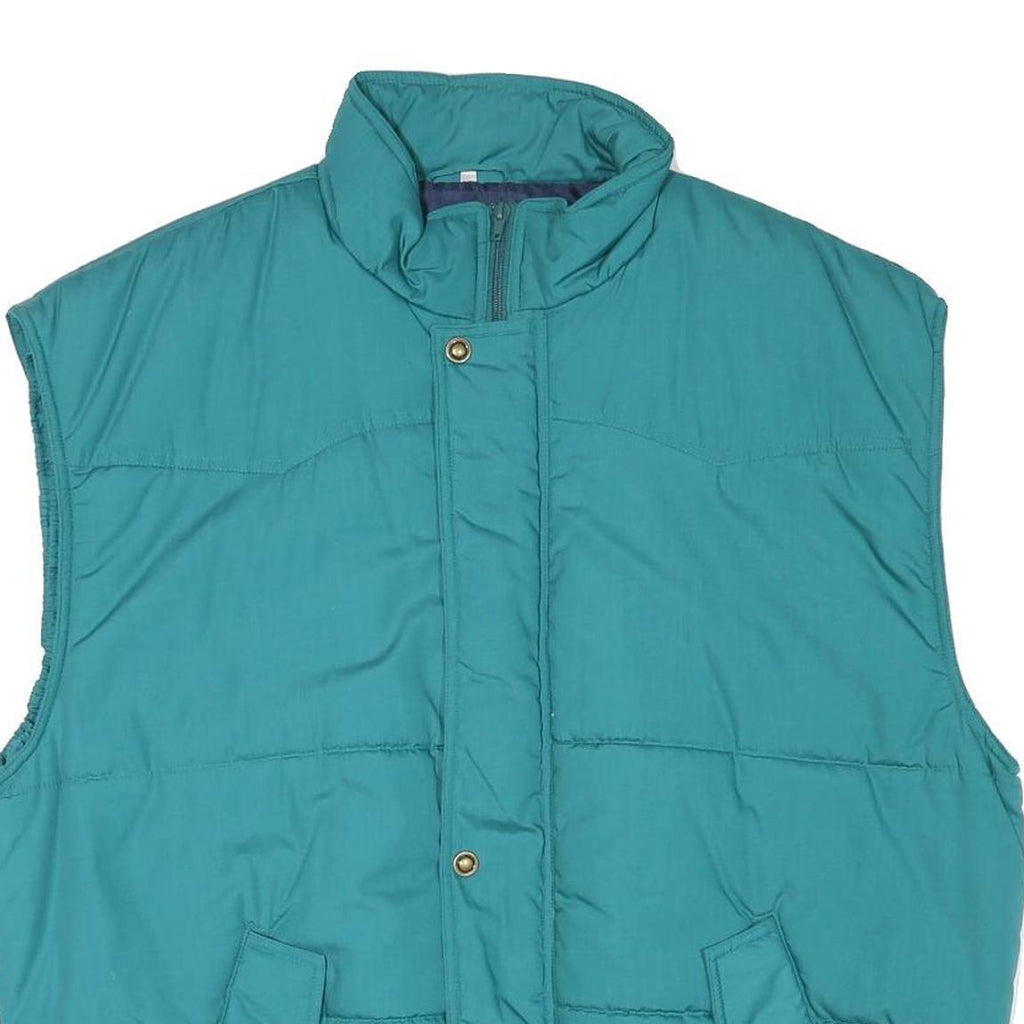 Mens Teal Sleeveless Puffer Jacket XL Polyester Blend Zip Casual Outdoor Vest