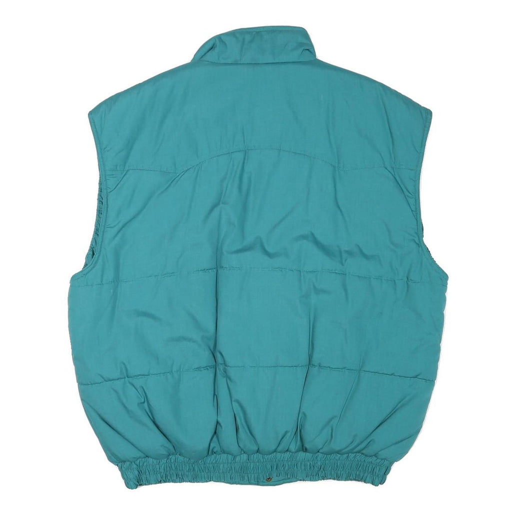 Mens Teal Sleeveless Puffer Jacket XL Polyester Blend Zip Casual Outdoor Vest