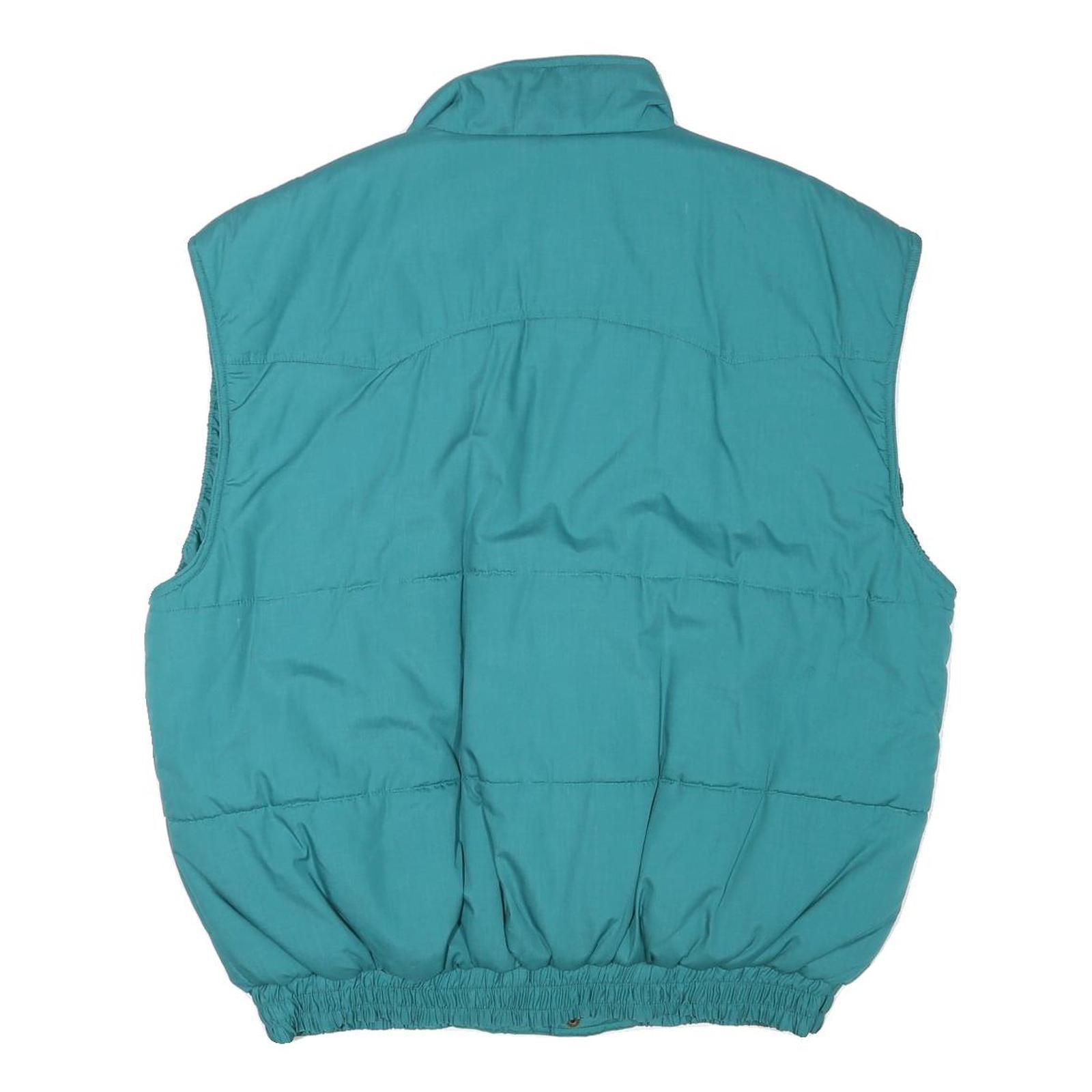 Mens Teal Sleeveless Puffer Jacket XL Polyester Blend Zip Casual Outdoor Vest