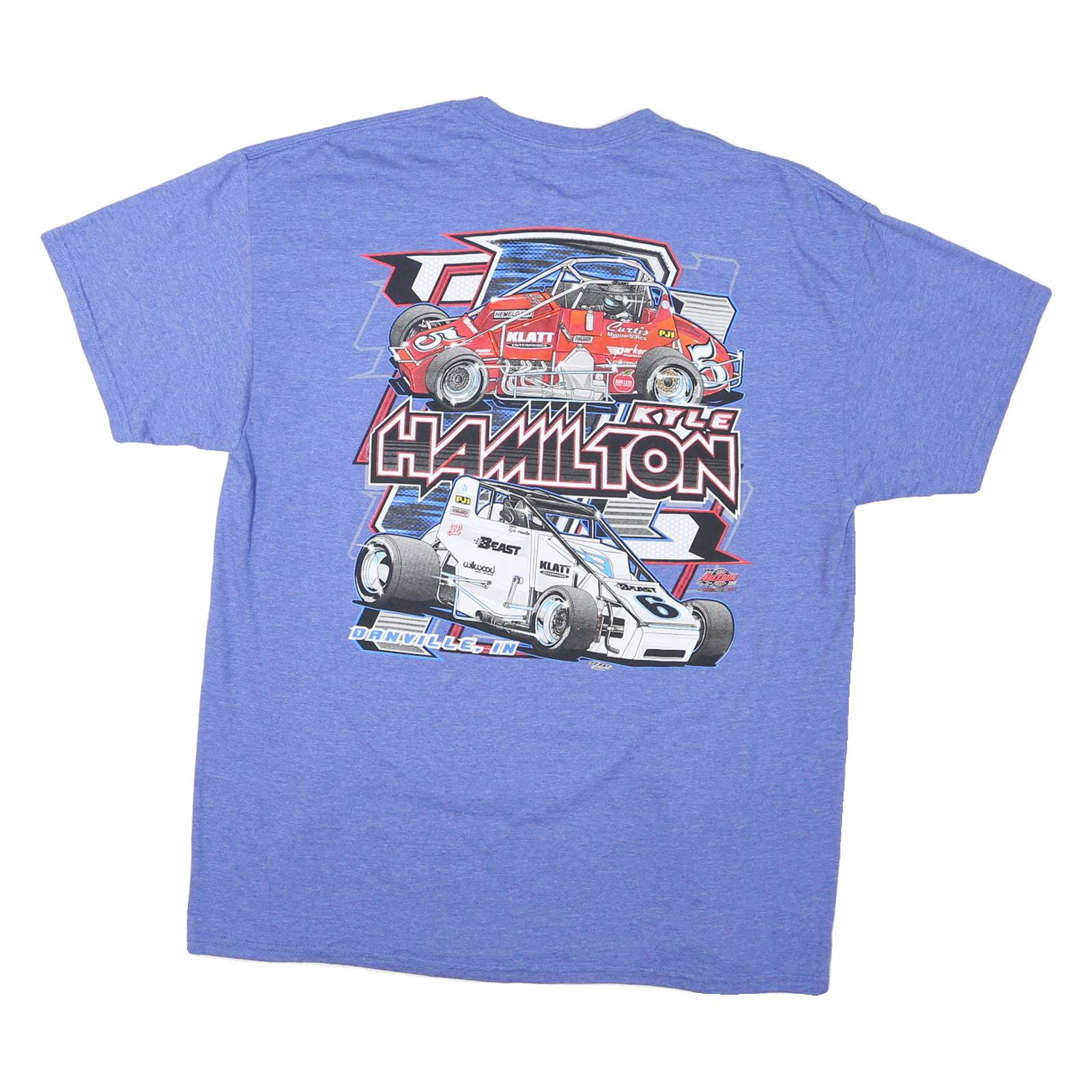 Mens Blue Kyle Hamilton Graphic T-Shirt XL Short Sleeve Crew Neck Racing