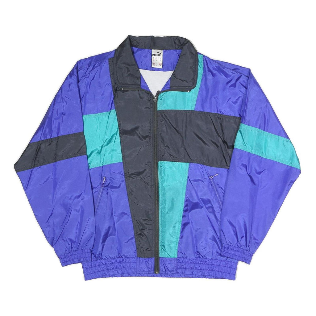 PUMA Mens Blue Teal Black Retro Track Jacket M Polyester Blend Colourblock Zip