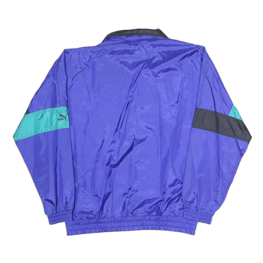 PUMA Mens Blue Teal Black Retro Track Jacket M Polyester Blend Colourblock Zip