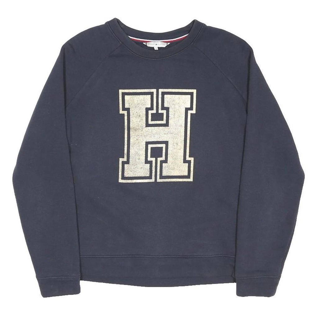 TOMMY HILFIGER Womens Navy Blue Sweatshirt M Crew Neck Cotton Blend Pullover
