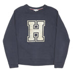 TOMMY HILFIGER Womens Navy Blue Sweatshirt M Crew Neck Cotton Blend Pullover