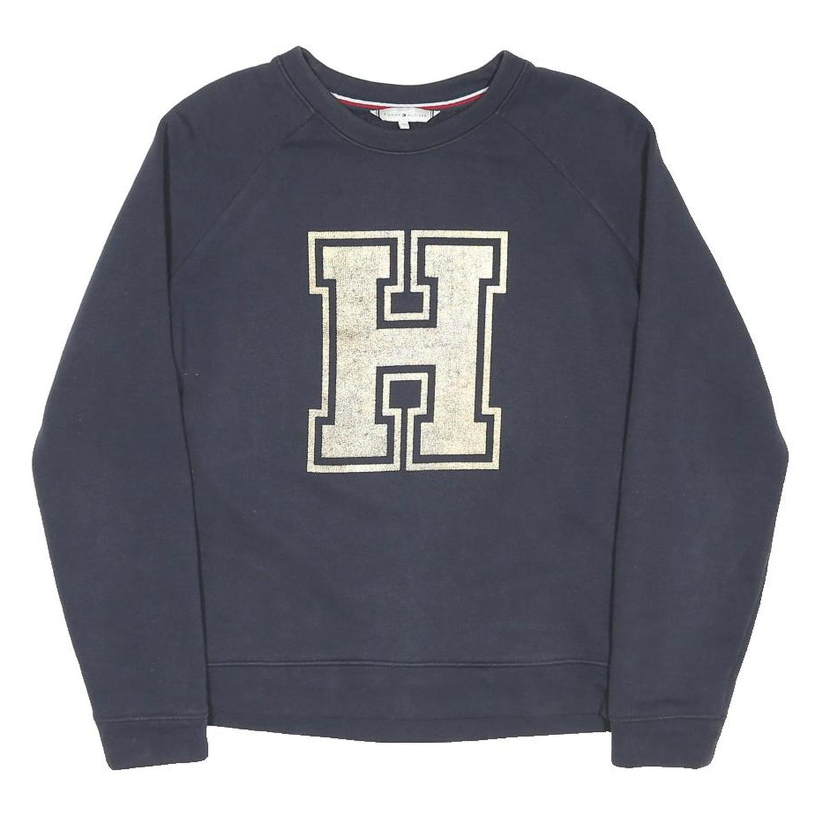 TOMMY HILFIGER Womens Navy Blue Sweatshirt M Crew Neck Cotton Blend Pullover