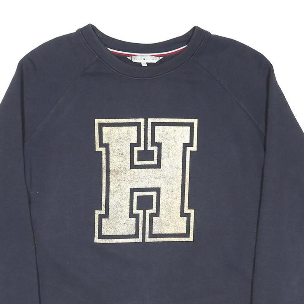 TOMMY HILFIGER Womens Navy Blue Sweatshirt M Crew Neck Cotton Blend Pullover