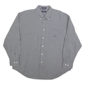 NAUTICA Mens Blue & White Check Shirt XL Classic Cotton Blend Long Sleeve Button