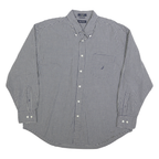 NAUTICA Mens Blue & White Check Shirt XL Classic Cotton Blend Long Sleeve Button