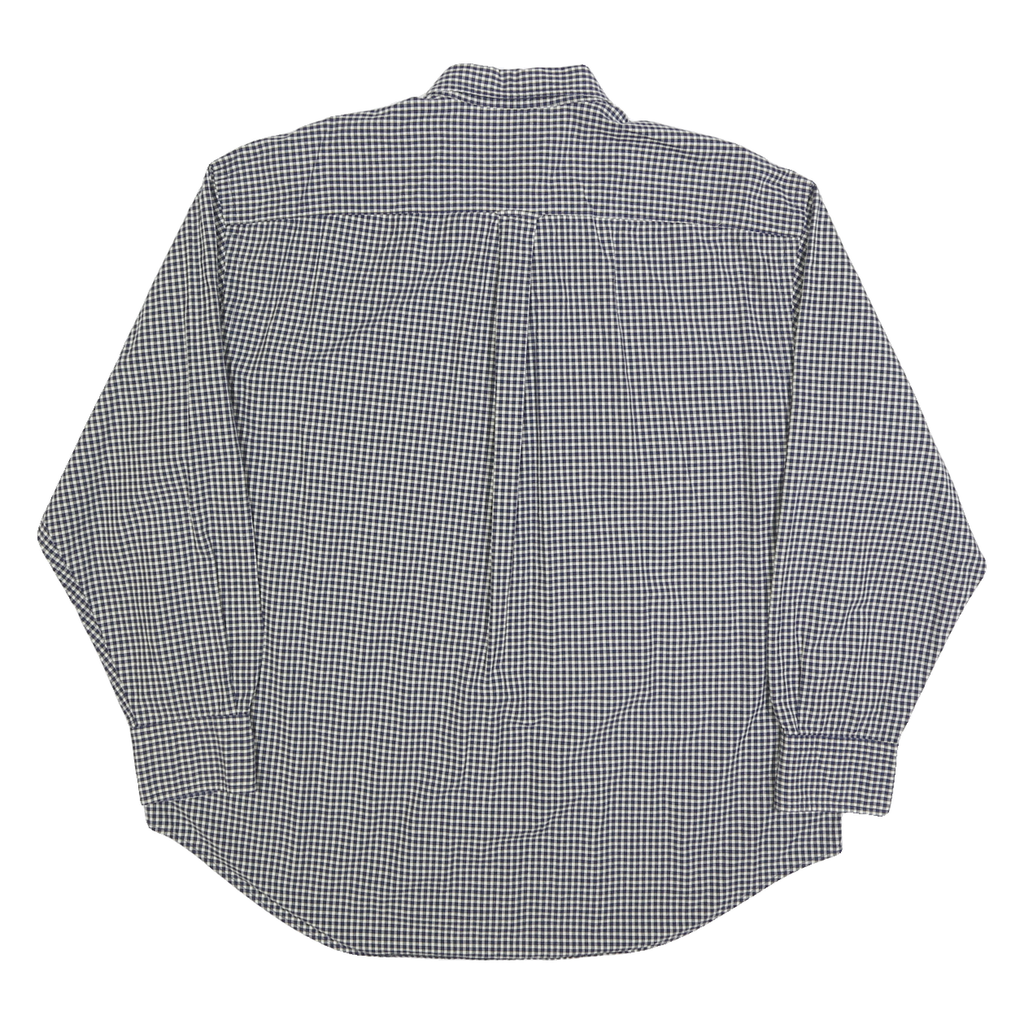 NAUTICA Mens Blue & White Check Shirt XL Classic Cotton Blend Long Sleeve Button
