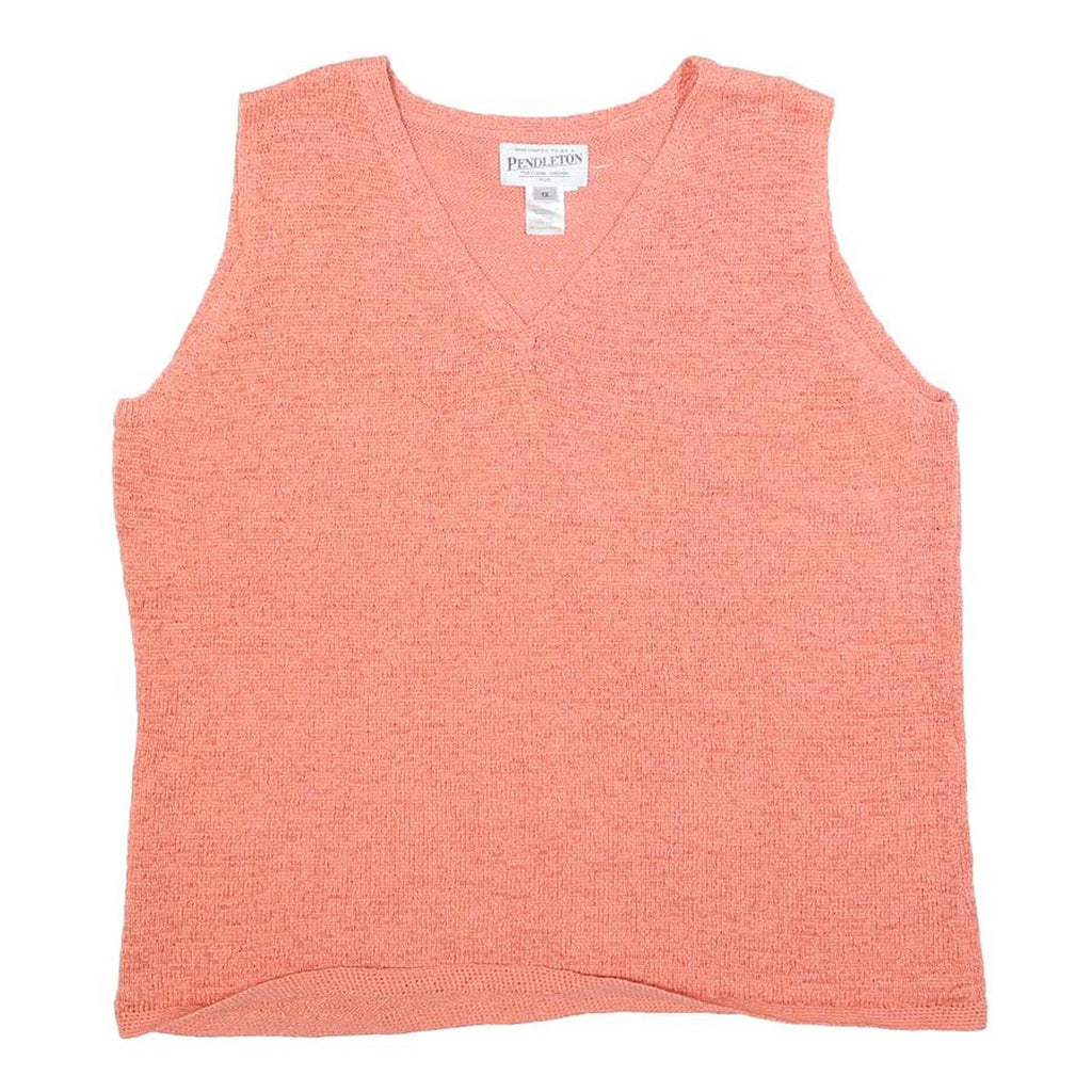 PENDLETON Womens Pink Sleeveless Jumper V-Neck Knit XL Summer Knitwear