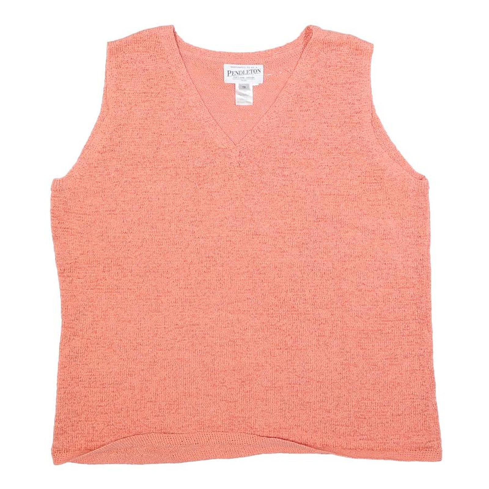PENDLETON Womens Pink Sleeveless Jumper V-Neck Knit XL Summer Knitwear