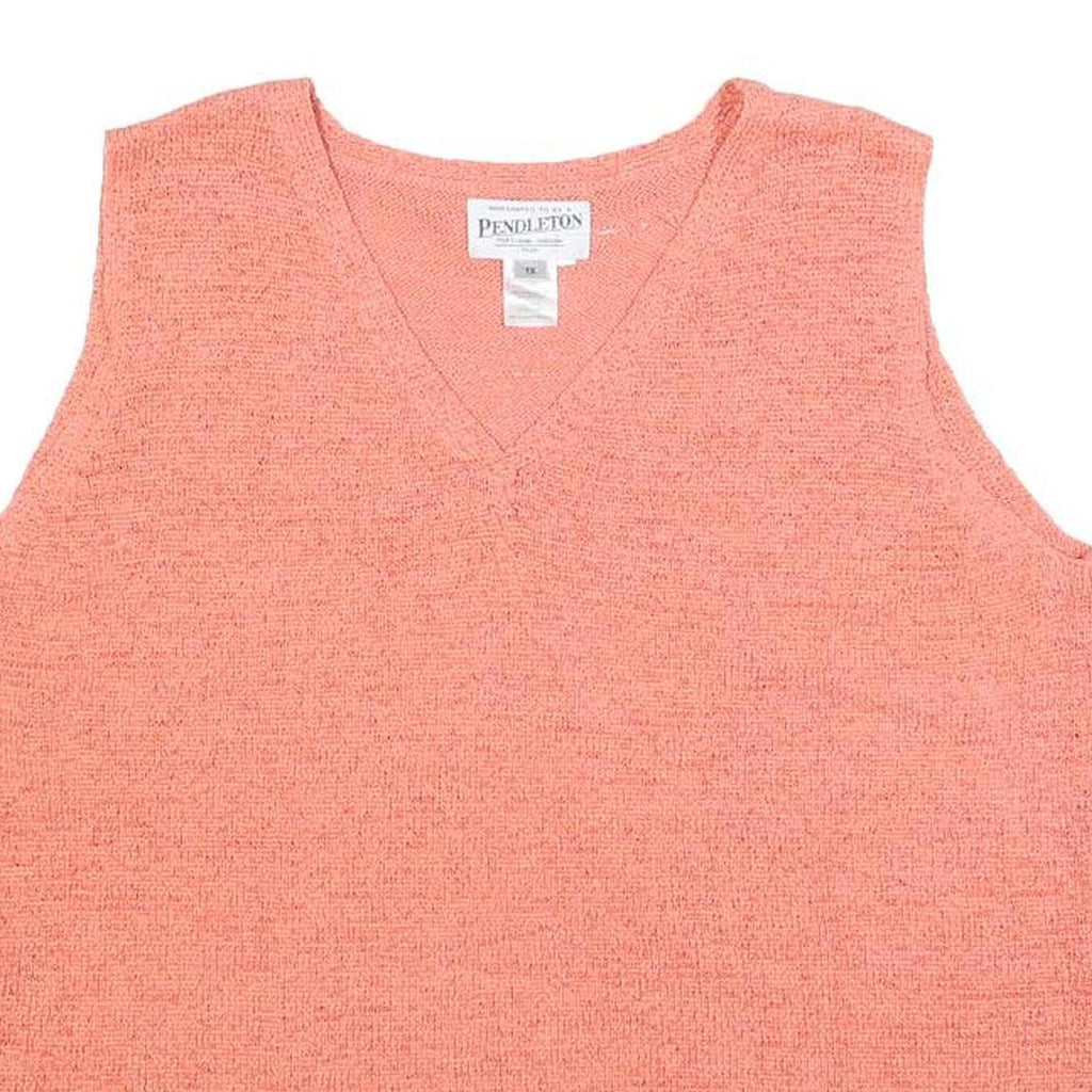 PENDLETON Womens Pink Sleeveless Jumper V-Neck Knit XL Summer Knitwear