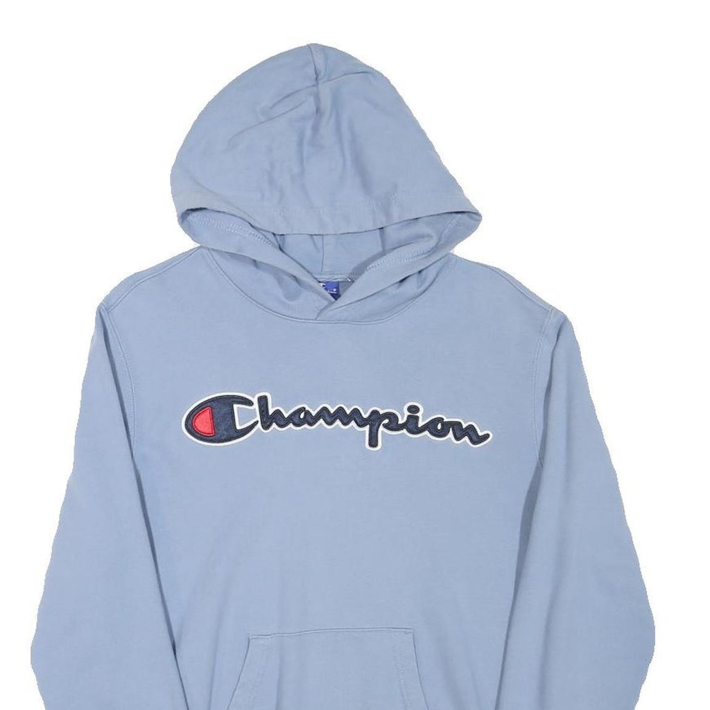 CHAMPION Mens Blue Pullover Hoodie S Cotton Blend Casual Sportswear