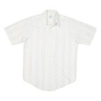 TOWNCRAFT Mens White & Blue Stripe Short Sleeve Shirt M Cotton Blend Casual