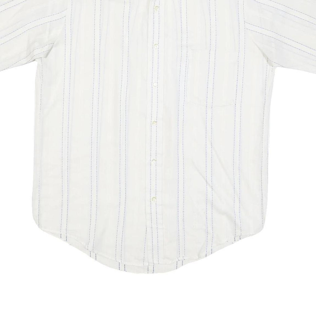 TOWNCRAFT Mens White & Blue Stripe Short Sleeve Shirt M Cotton Blend Casual