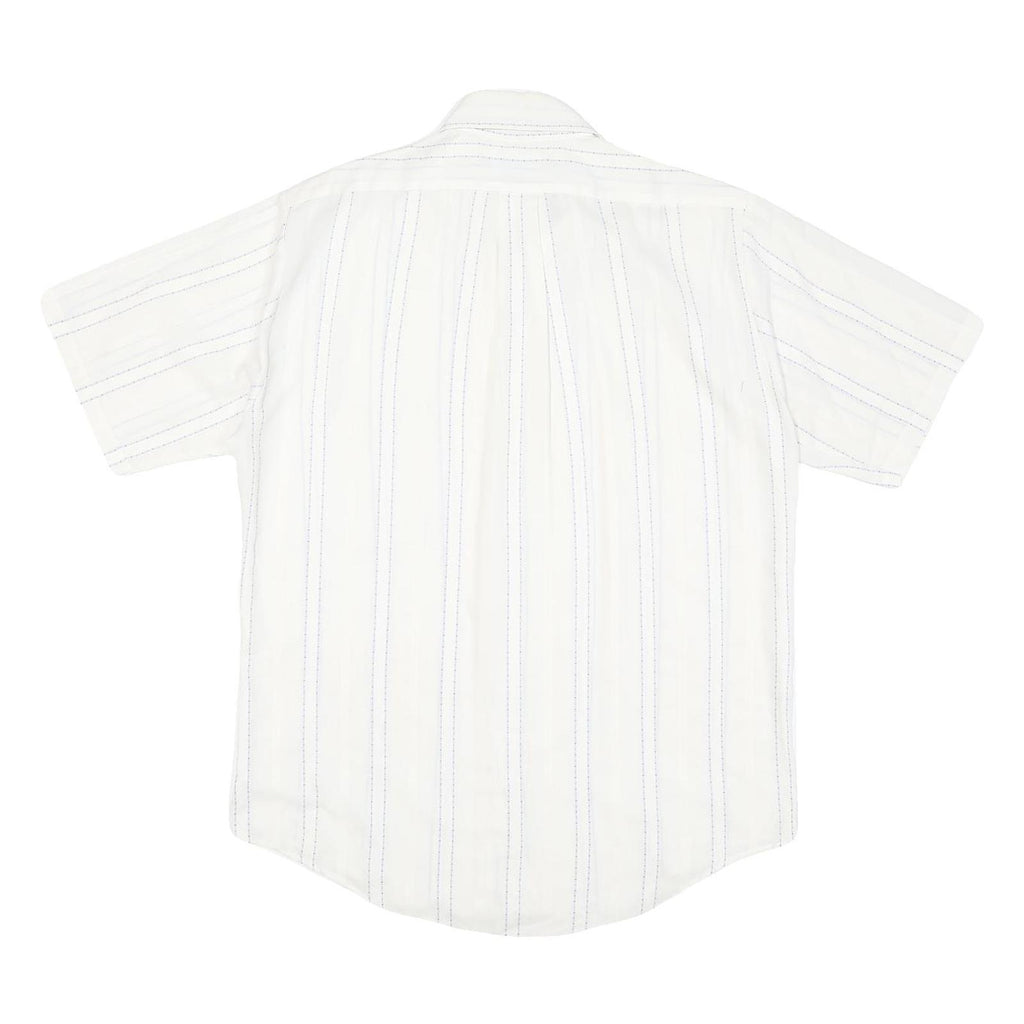 TOWNCRAFT Mens White & Blue Stripe Short Sleeve Shirt M Cotton Blend Casual