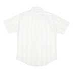 TOWNCRAFT Mens White & Blue Stripe Short Sleeve Shirt M Cotton Blend Casual