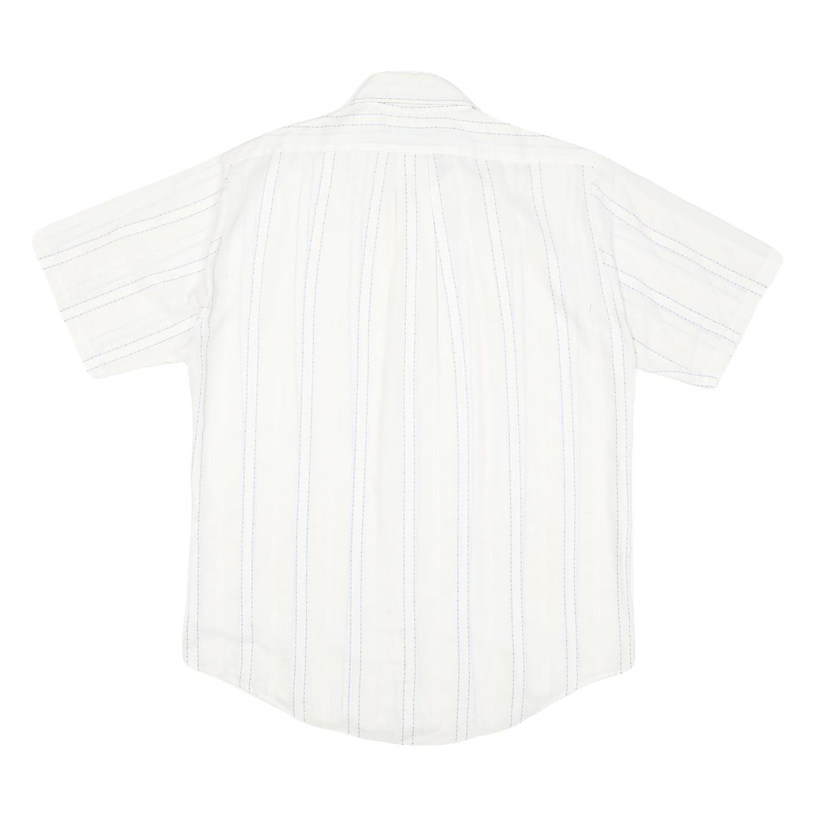 TOWNCRAFT Mens White & Blue Stripe Short Sleeve Shirt M Cotton Blend Casual