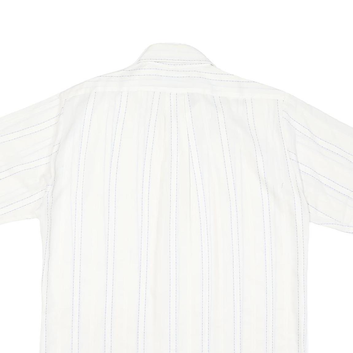 TOWNCRAFT Mens White & Blue Stripe Short Sleeve Shirt M Cotton Blend Casual