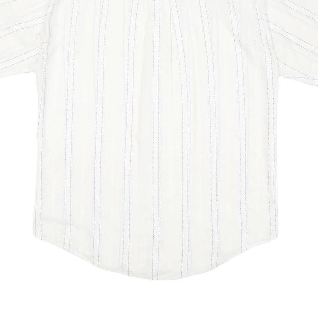 TOWNCRAFT Mens White & Blue Stripe Short Sleeve Shirt M Cotton Blend Casual