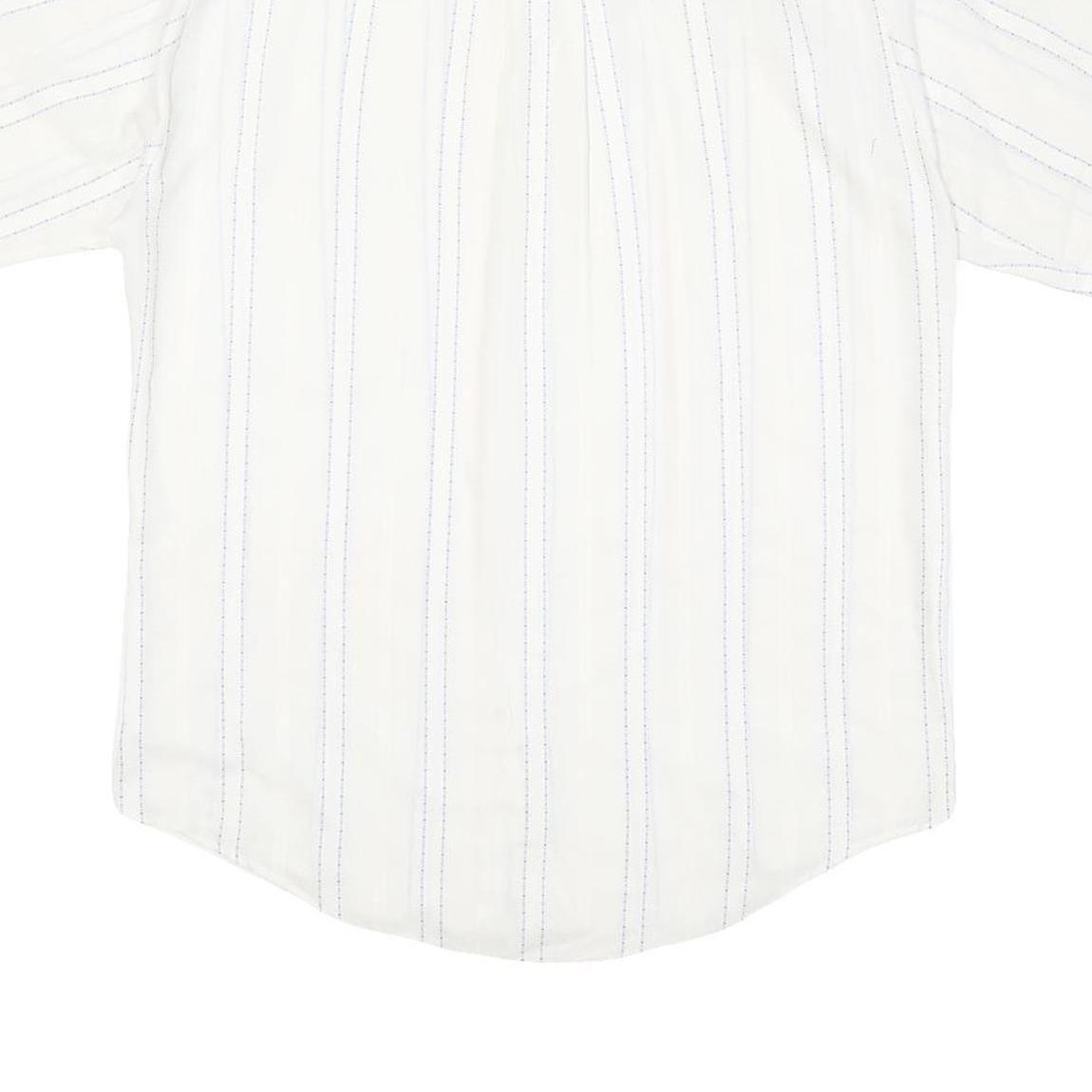 TOWNCRAFT Mens White & Blue Stripe Short Sleeve Shirt M Cotton Blend Casual