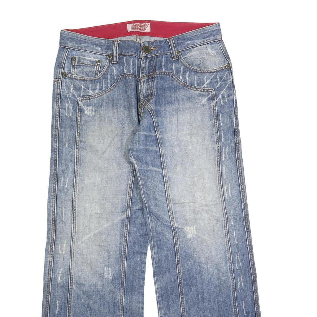 BONSAE Mens Relaxed Blue Denim Light W32 L32 Casual Zip Jeans