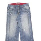 BONSAE Mens Relaxed Blue Denim Light W32 L32 Casual Zip Jeans