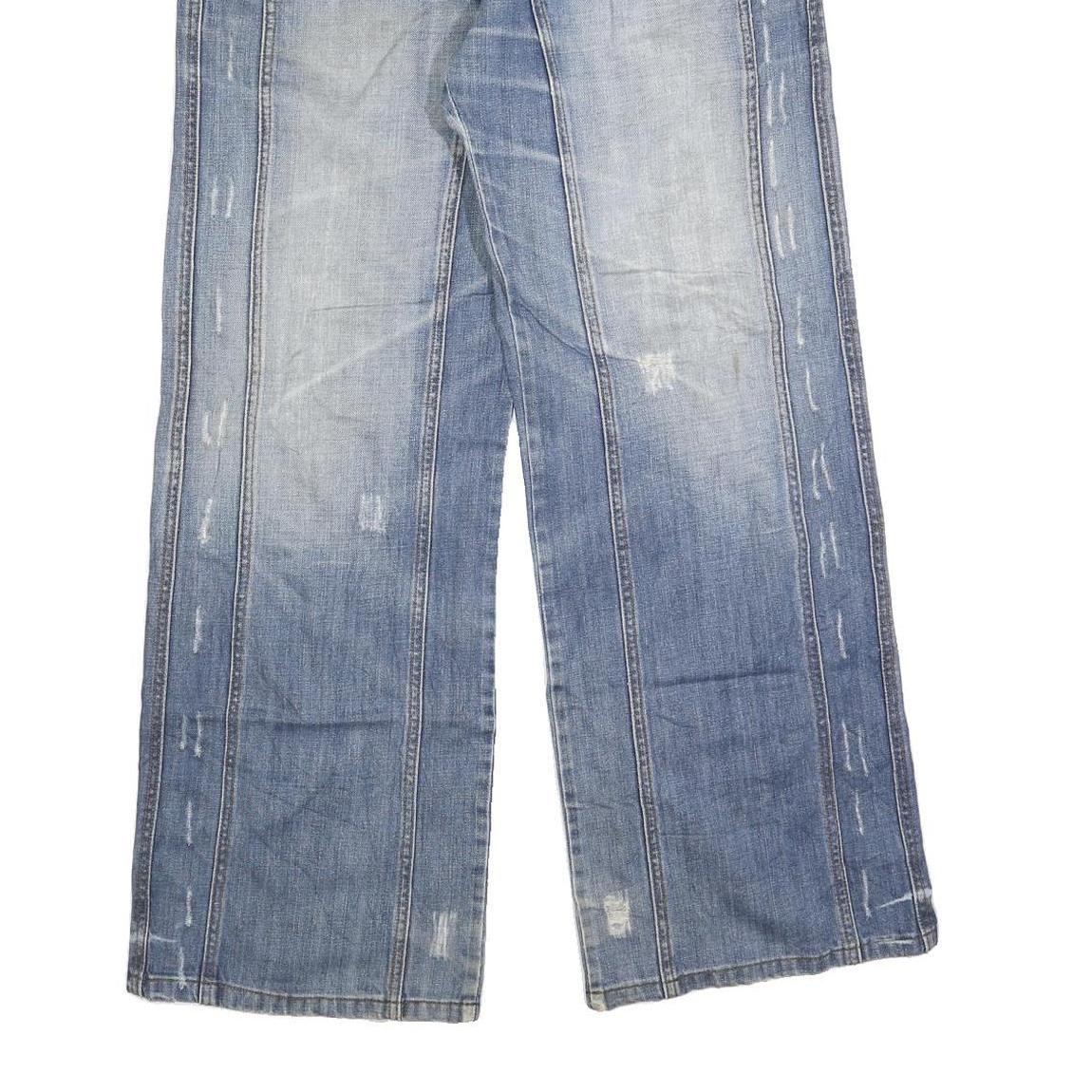 BONSAE Mens Relaxed Blue Denim Light W32 L32 Casual Zip Jeans