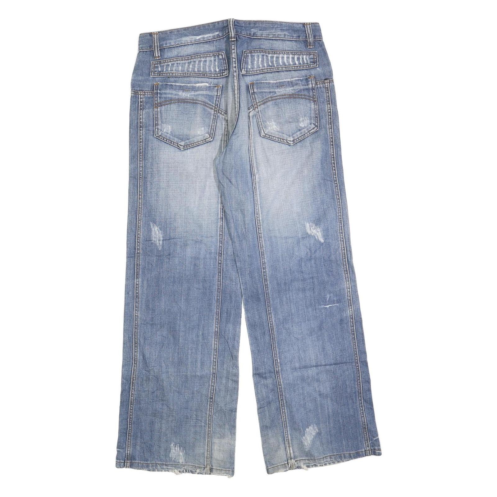 BONSAE Mens Relaxed Blue Denim Light W32 L32 Casual Zip Jeans