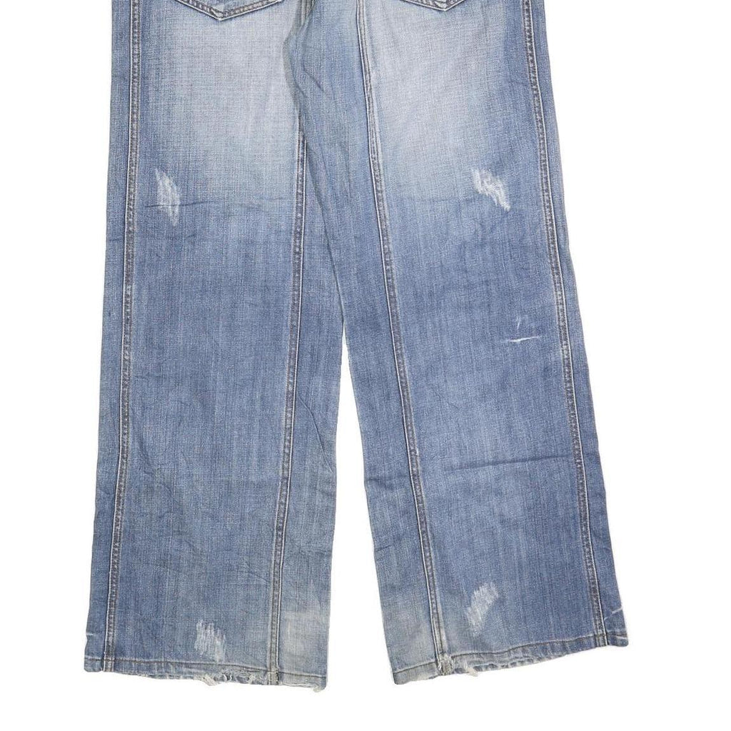 BONSAE Mens Relaxed Blue Denim Light W32 L32 Casual Zip Jeans