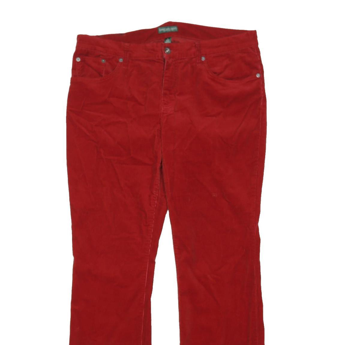 LAUREN RALPH LAUREN Womens Cotton Blend Red Loose Straight Trousers W36 L33