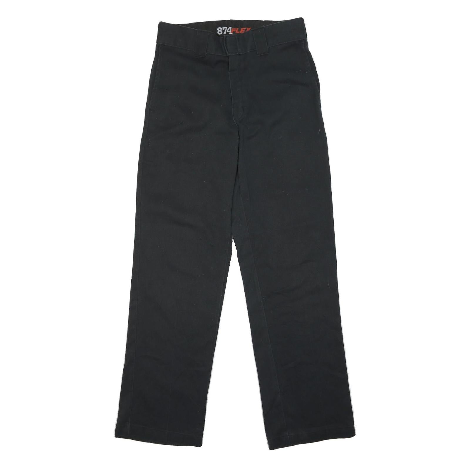 DICKIES Mens Polycotton Black Regular Straight Trousers W30 L32 Workwear Zip