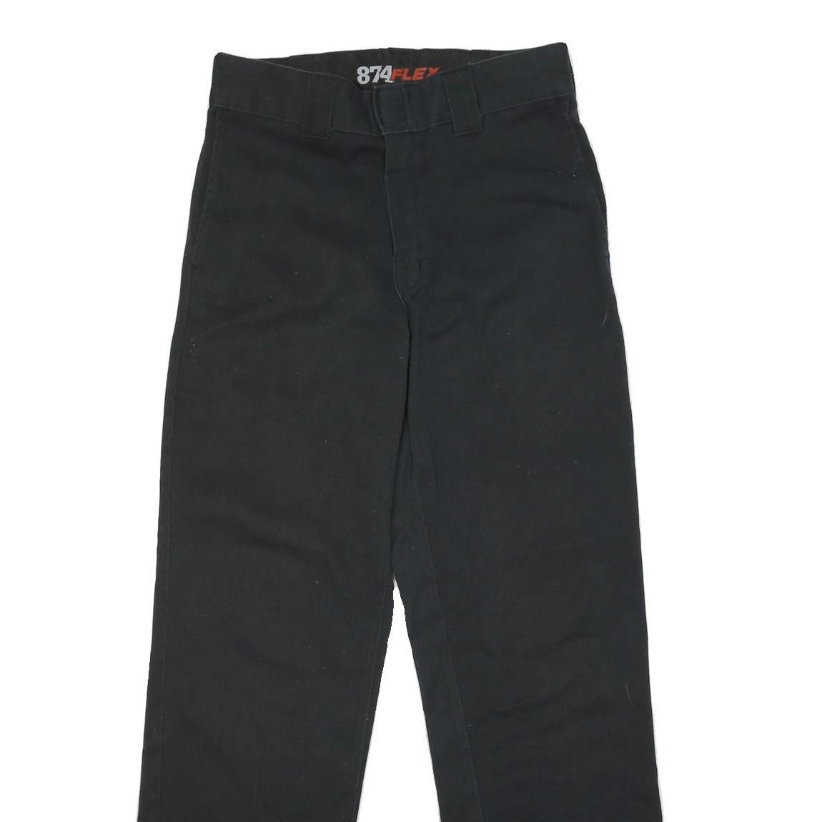 DICKIES Mens Polycotton Black Regular Straight Trousers W30 L32 Workwear Zip