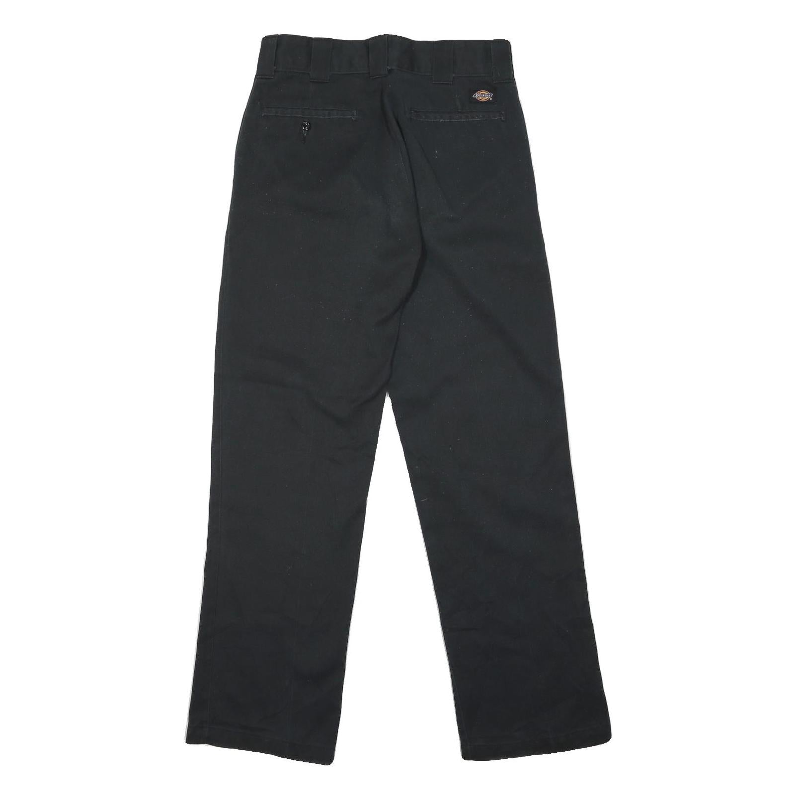 DICKIES Mens Polycotton Black Regular Straight Trousers W30 L32 Workwear Zip