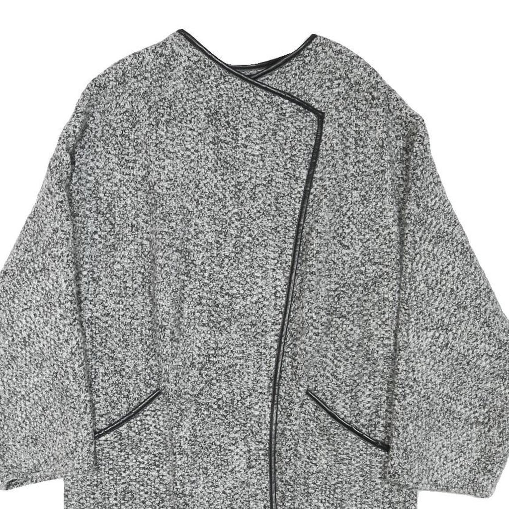 ZARA BASIC Womens Grey Acrylic Blend Relaxed Jacket Size S Knit Oversized