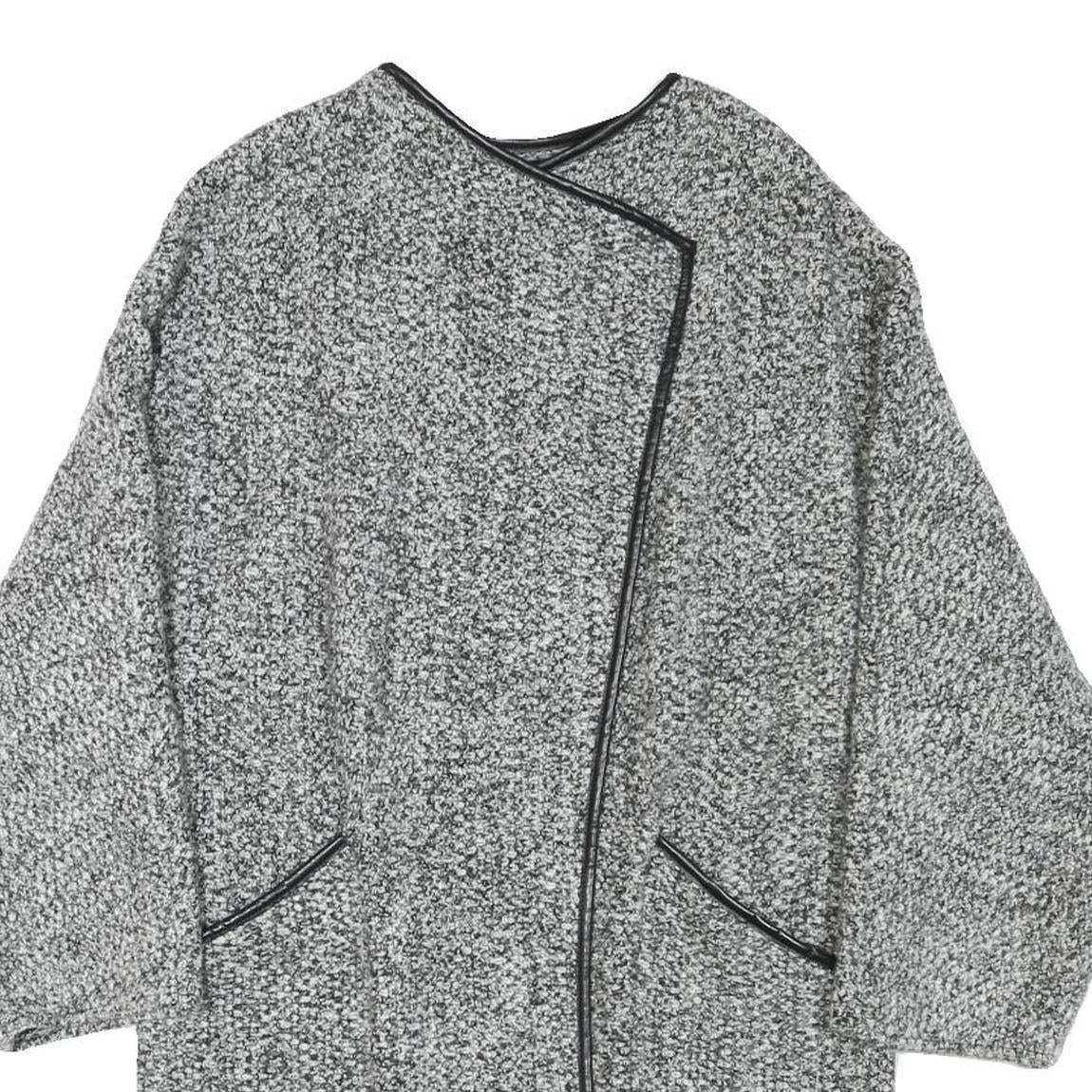 ZARA BASIC Womens Grey Acrylic Blend Relaxed Jacket Size S Knit Oversized