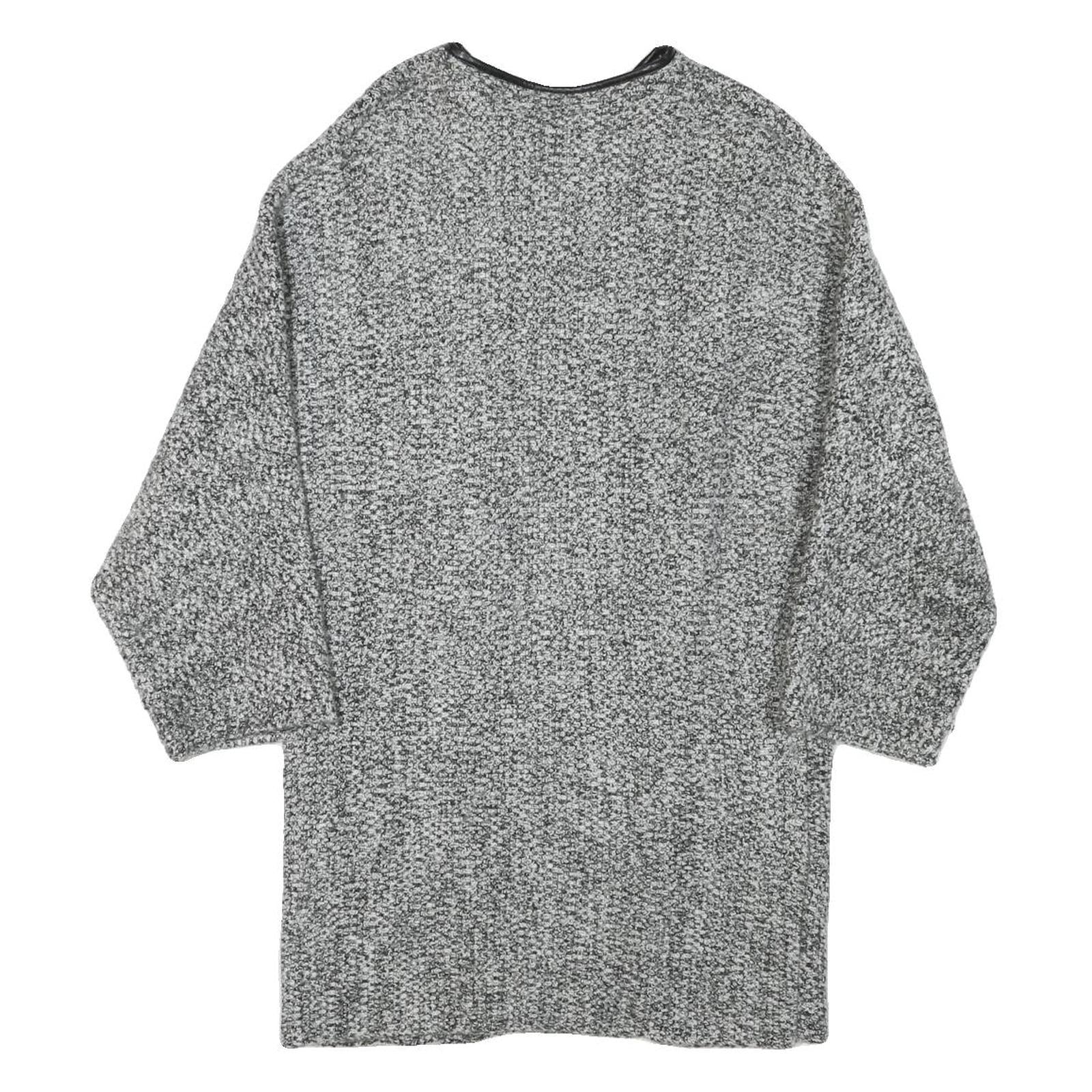 ZARA BASIC Womens Grey Acrylic Blend Relaxed Jacket Size S Knit Oversized