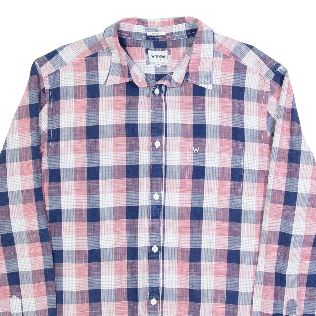 WRANGLER Mens Shirt Blue Plaid Long Sleeve L
