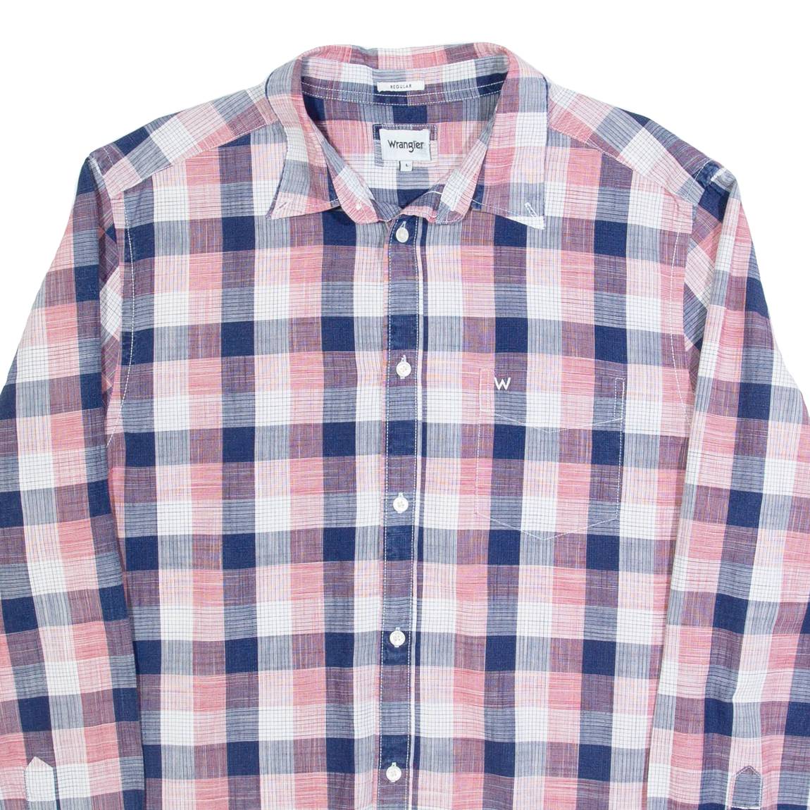 WRANGLER Mens Shirt Blue Plaid Long Sleeve L