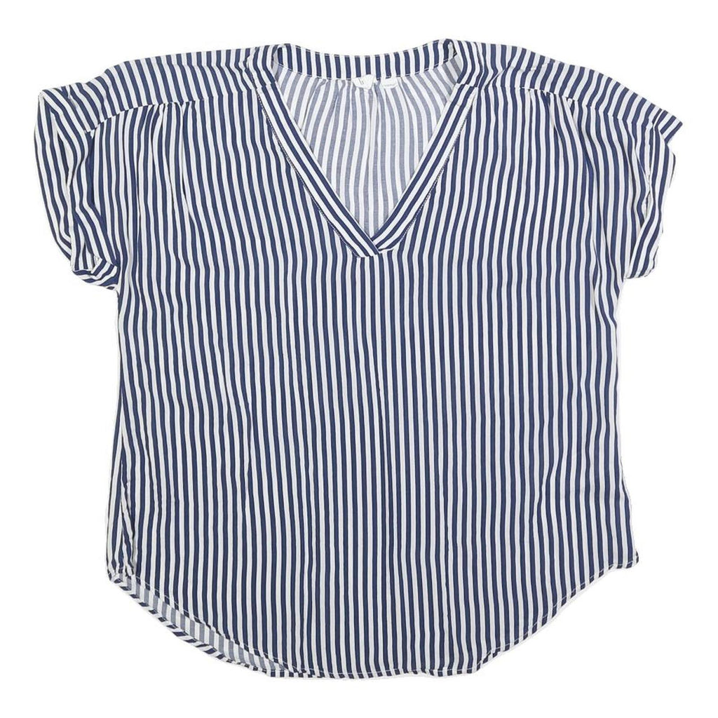 GAP Womens Blue & White Striped Top Short Sleeve V-Neck M Lightweight Casual
