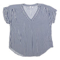 GAP Womens Blue & White Striped Top Short Sleeve V-Neck M Lightweight Casual